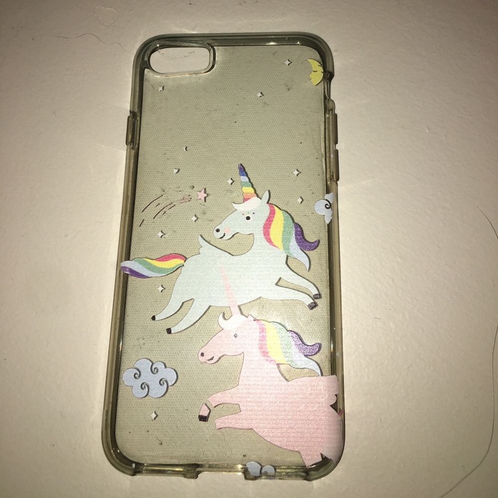 Clear unicorn IPhone 6s case from school bookstore
